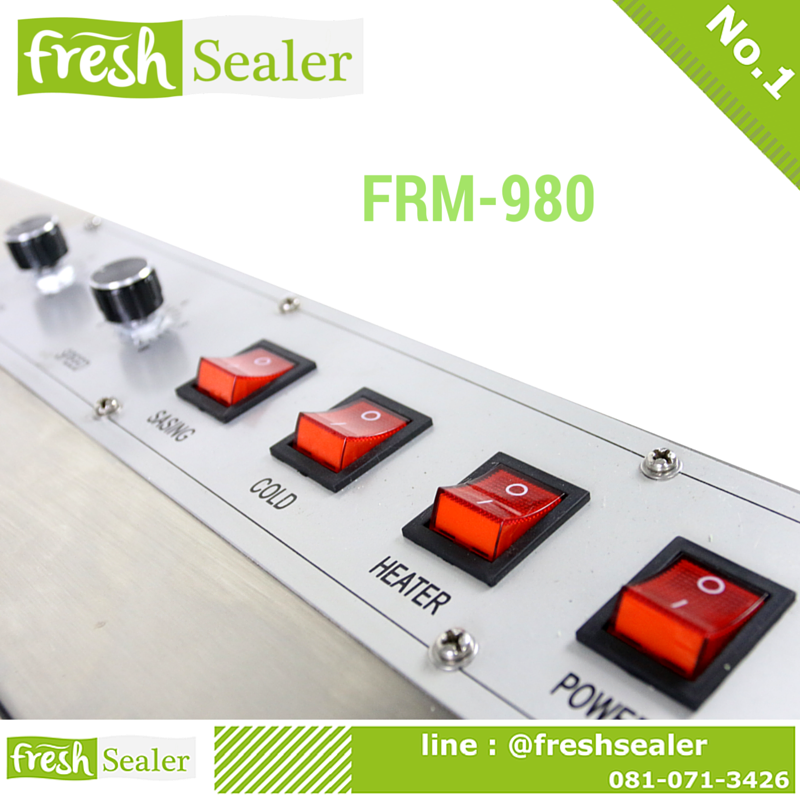 เครื่องซีลไนโตรเจน แบบสายพานต่อเนื่อง แนวนอน เติมลม Nitrogen รุ่น FRM-980C แบบมีพิมพ์วันที่