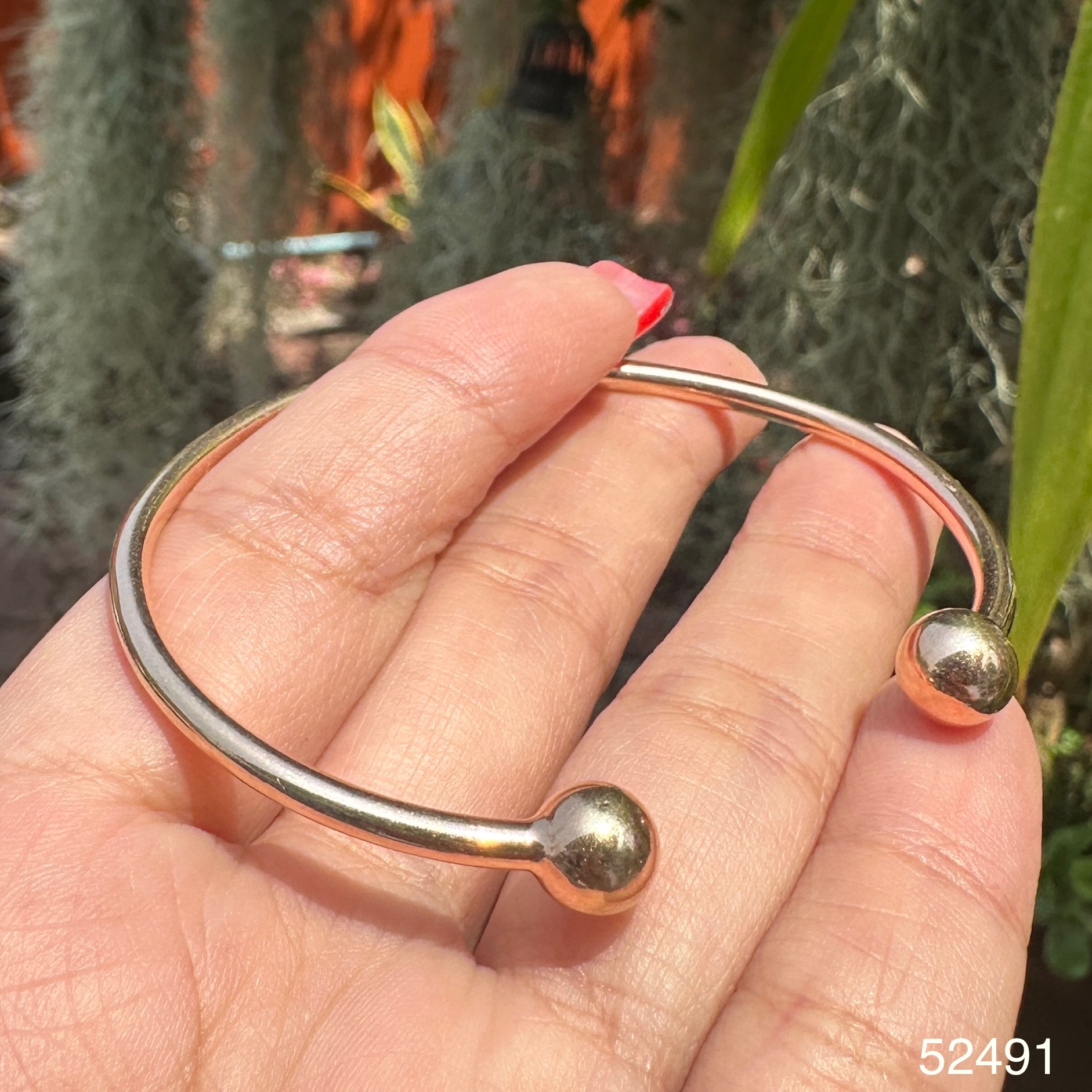รหัส 52491 กำไล หัวเม็ดกลม นาก40 งานเก่า หลุดจำนำ สวยมาก นน. 12.88 g
