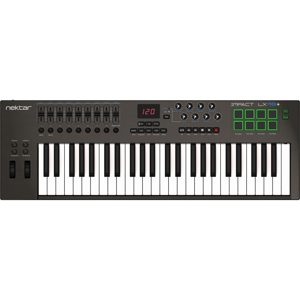 Nektar Impact LX49+ USB มิดิ คีย์บอร์ด คอนโทรลเลอร์ 49 คีย์ ฟังก์ชั่นครบครัน รับประกัน 1 ปี ฟรีซอฟต์แวร์ Bitwig 8-Track