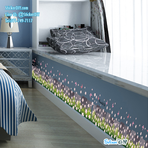 Transparent wall sticker สติ๊กเกอร์ติดผนังแต่งขอบ Beautiful life (กว้าง165cm.xสูง25cm.)