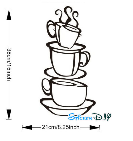 Vinyl wall sticker สติ๊กเกอร์ติดผนัง Coffee สไตล์ B (กว้าง21cm.xสูง38cm.)
