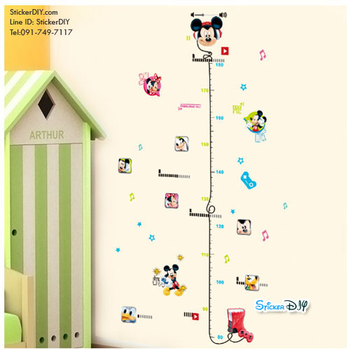 Wall Sticker สติ๊กเกอร์ติดผนัง วัดส่วนสูง MICKEY สไตล์D (กว้าง72cm.xสูง121cm.)