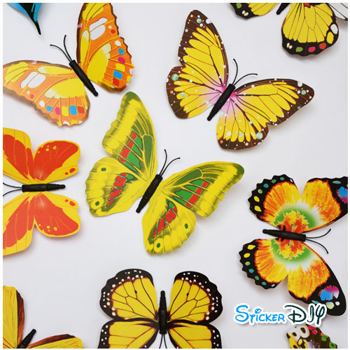 PVC Wall sticker สติ๊กเกอร์ติดผนัง 3D butterfly สไตล์J (กว้างfree.xสูงfree.)