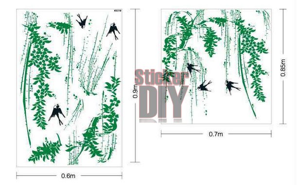 Transparent Wall Sticker สติ๊กเกอร์ติดผนัง นกนางแอ่นเหินเวหา (กว้าง70cm.xสู85cm.)