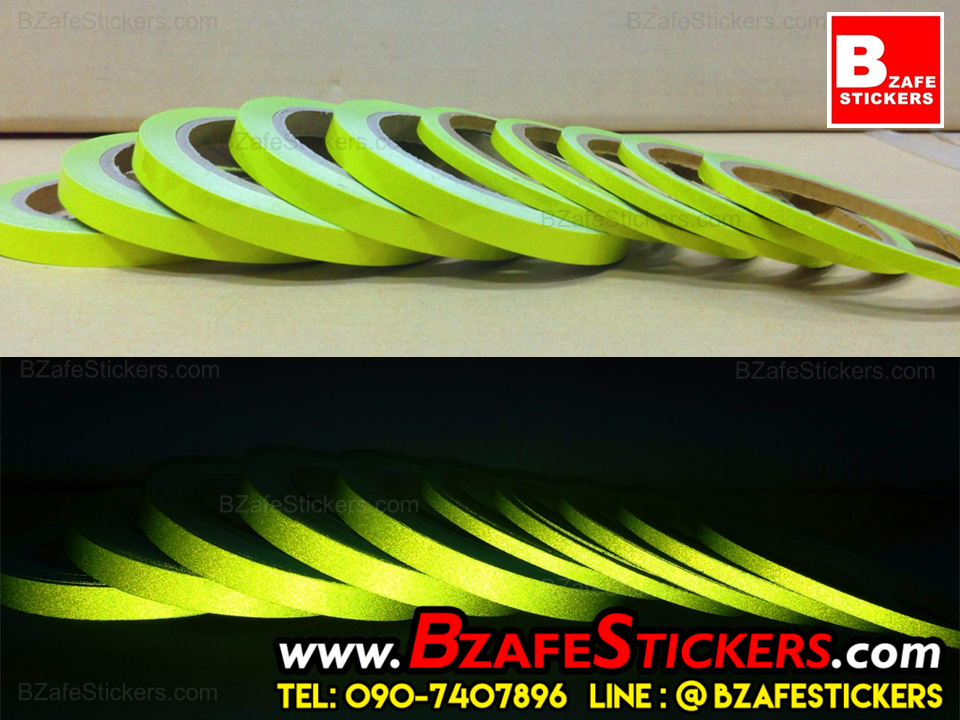 แถบสติ๊กเกอร์สะท้อนแสงติดขอบล้อ Kiwalite สีเหลืองมะนาว แถบสะท้อนแสงติดรถ สติ๊กเกอร์แต่งรถ
