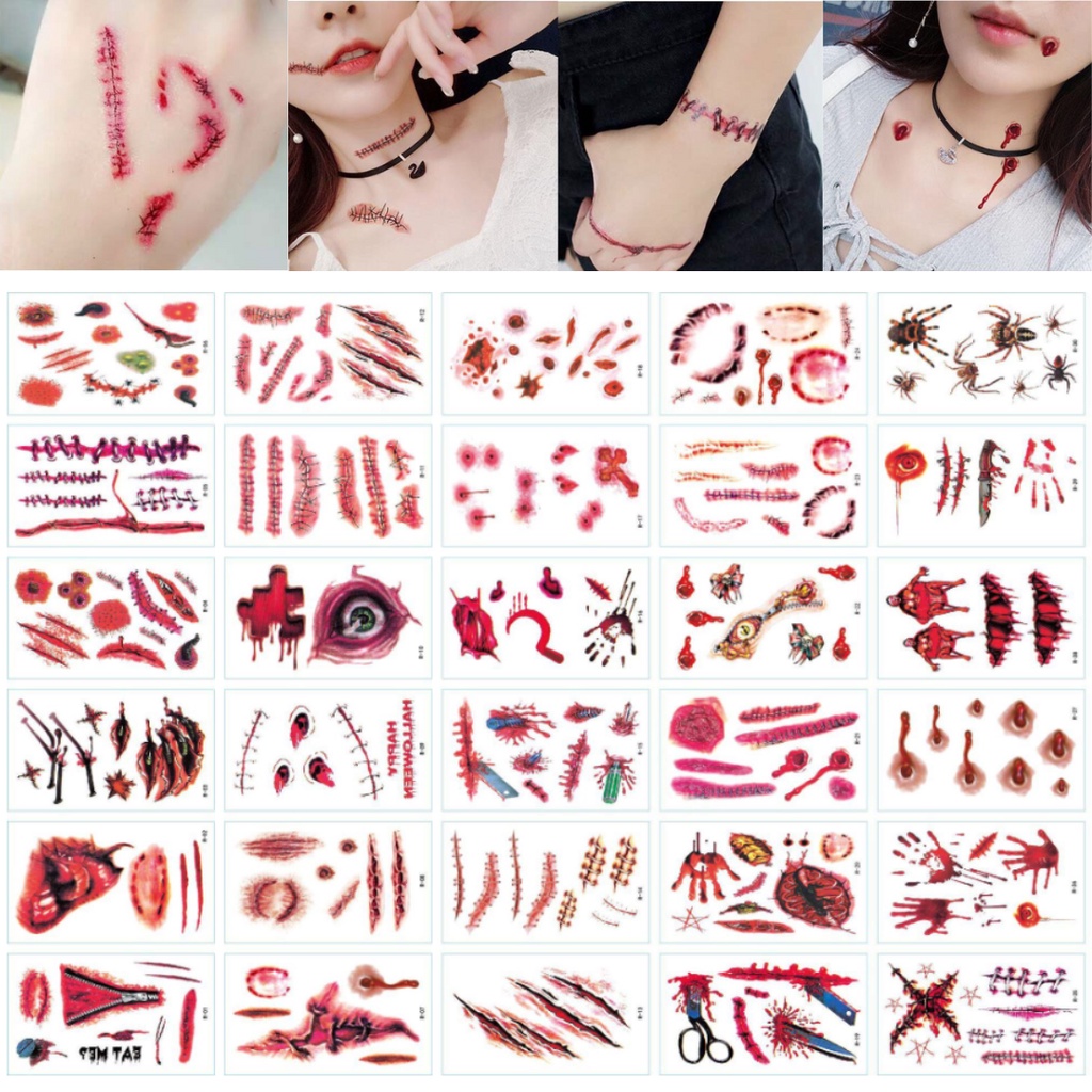 แทททู ฮาโลวีน รอยแผล tattoo haloween (R-01 - R-30)