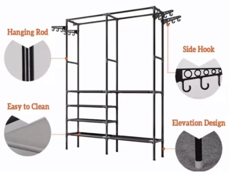 ราวแขวนผ้า DIY 2in1 ราววางของ + ที่แขวนผ้า + ชั้นวางของอเนกประสงค์