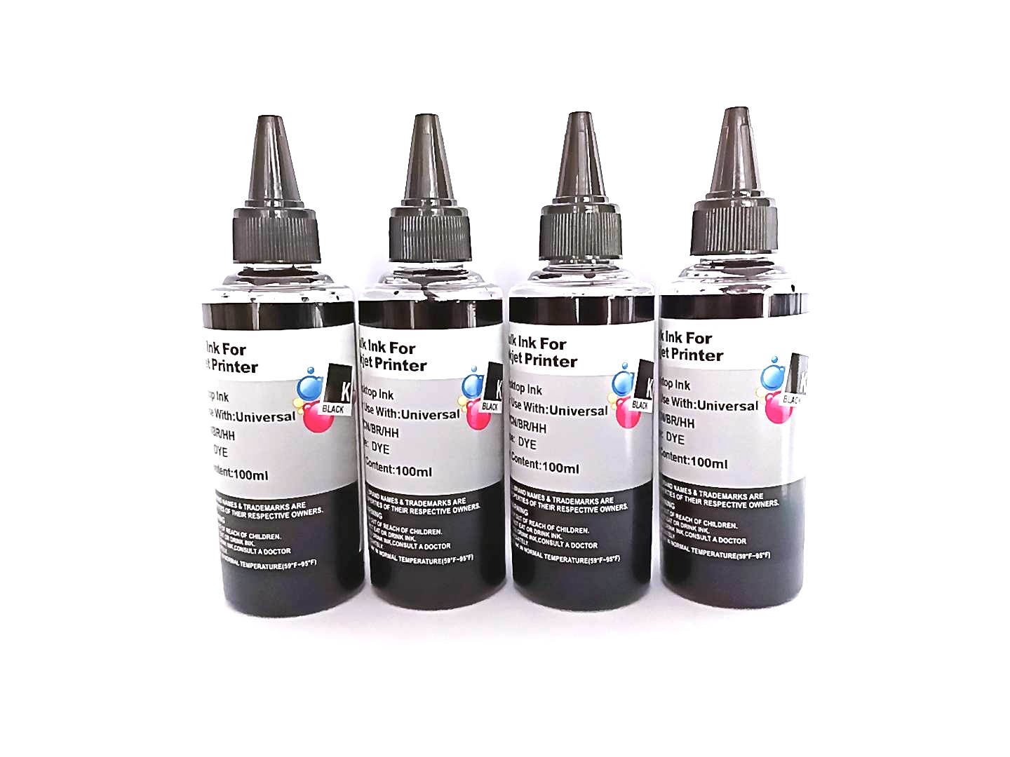 น้ำหมึกเติมสีดำ 4 ขวด ขนาด 100 ml สำหรับเครื่องปริ้นเตอร์ทุกยี่ห้อ ทุกรุ่น