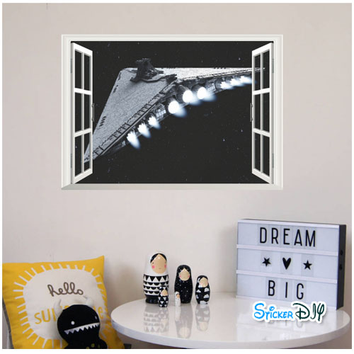 Wall Sticker สติ๊กเกอร์ติดผนัง 3D Star Wars สไตล์A (กว้าง70cm.xสูง50cm.)