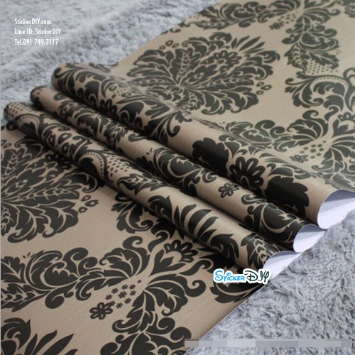 (หน้ากว้าง45cm.xยาว10m.) Wallpaper sticker วอลเปเปอร์แบบกาวในตัว ลายหลุยส์ สไตล์A