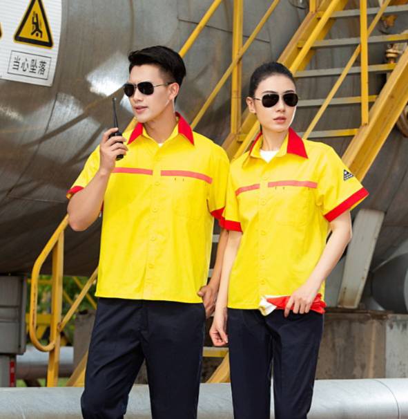 ชุดช่าง ยูนิฟอร์มช่างแขนสั้น สีเหลือง สีแดง สีน้ำเงิน