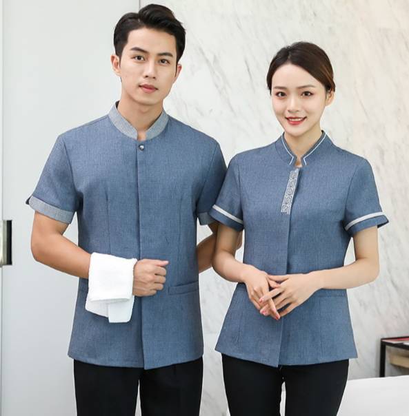 ชุดแม่บ้าน ชุดพนักงานทำความสะอาด ชุดแม่บ้านโรงแรม ชุดแม่บ้านโรงพยาบาล สีครีม สีเทา สีฟ้า