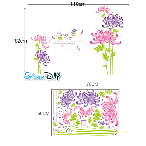 Transparent wall sticker สติ๊กเกอร์ติดผนัง Flower story (กว้าง110cm.xสูง82cm.)