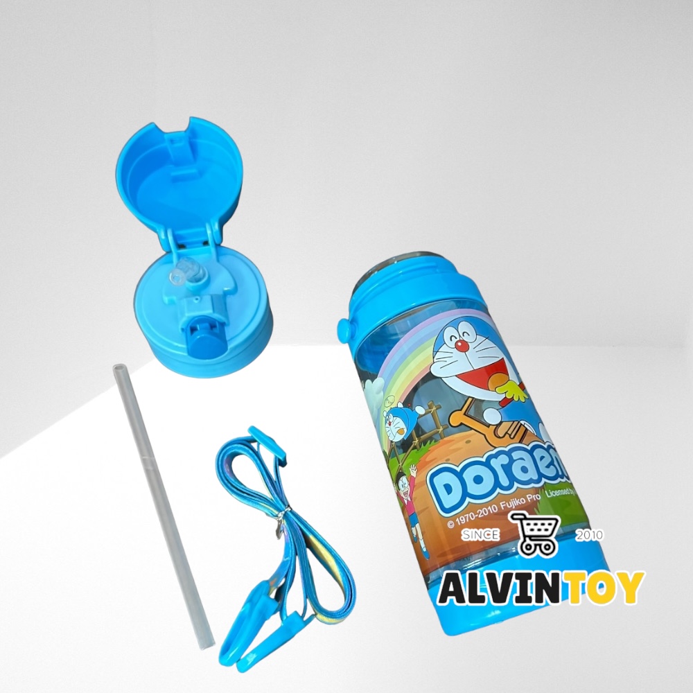 กระติกน้ำเด็ก โดราเอม่อน มีหลอดดูด 500 ml ขนาด 7x20 cm.