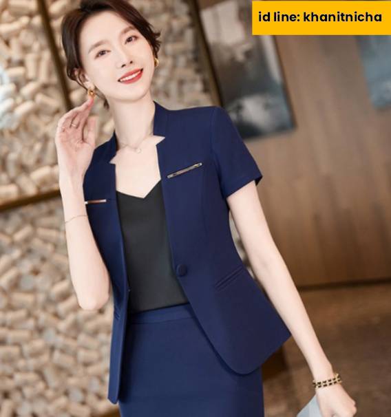 ชุดสูท ชุดสูทกระโปรง ชุดสูทกางเกง ชุดพนักงานต้อนรับ ชุดพนักงานออฟฟิศ สีกรมท่า สีดำ