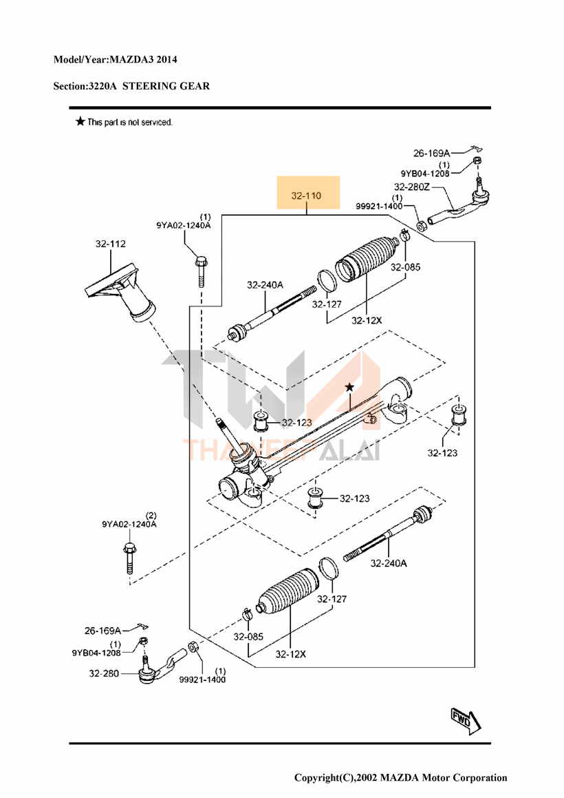 แท้ศูนย์ แร็คเพาเวอร์ทั้งเส้น MAZDA3 SKYACTIVE ปี14-18 เครื่อง2.0 ของใหม่! / GJG932110E