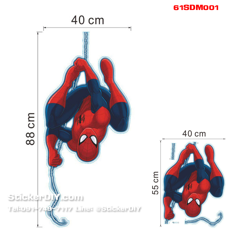Transparent wall sticker สติ๊กเกอร์ติดผนัง 3D Spiderman SDM001 (กว้าง40cm.xสูง88cm.)