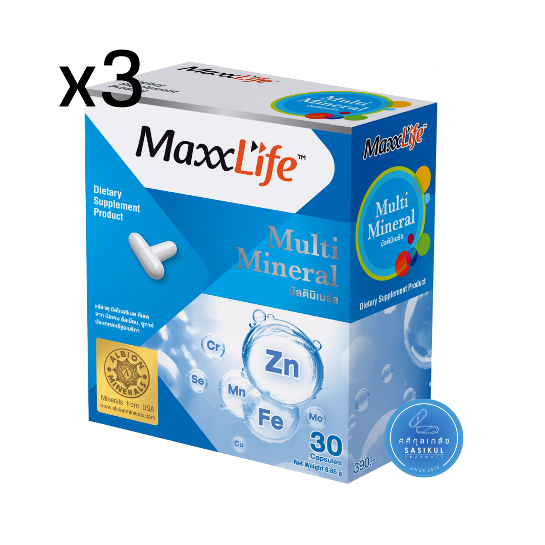 (ซื้อ3 ราคาพิเศษ) MaxxLife Multi Mineral อาหารเสริมวิตตามินรวมบำรุงร่างกาย 30 เเคปซูล (1 กล่อง)