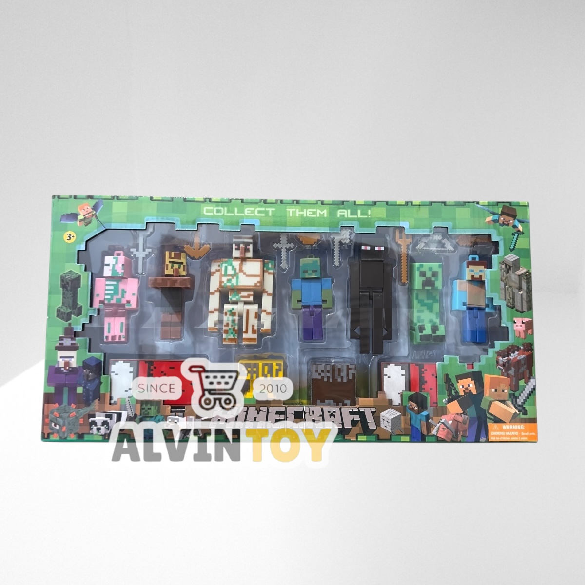 ชุดของเล่น Minecraft มายคราฟ พร้อมอาวุธ 11 ตัว ของเล่นโมเดลมายคราฟ กล่องใหญ่ สุดคุ้ม