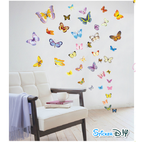 Transparent Wall sticker สติ๊กเกอร์ติดผนัง ผีเสื้อรูปแบบที่3 (กว้าง120cm.xสูง35cm.)