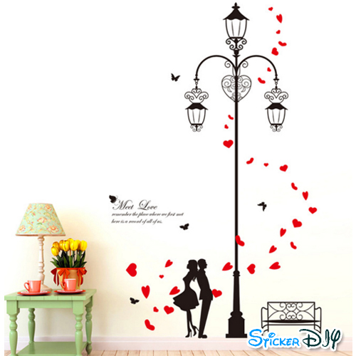 Transparent wall sticker สติ๊กเกอร์ติดผนัง Meet Love (กว้าง115cm.xสูง180cm.)