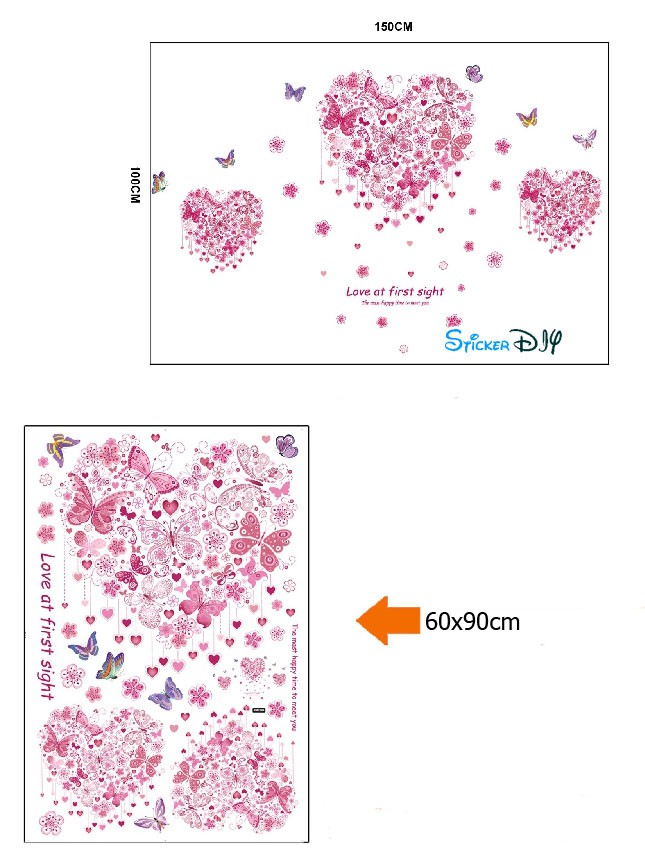 Transparent wall sticker สติ๊กเกอร์ติดผนัง Love at first sign (กว้าง150cm.xสูง100cm.)