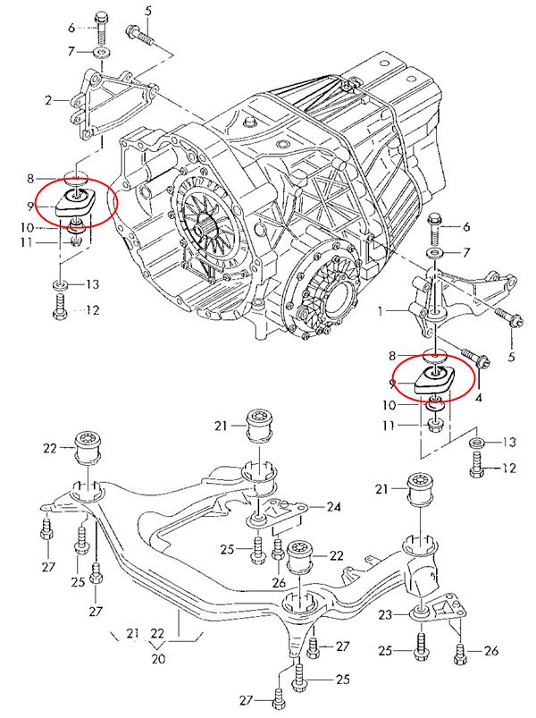 ยางแท่นเกียร์ AUDI A4 / 8D0399151M