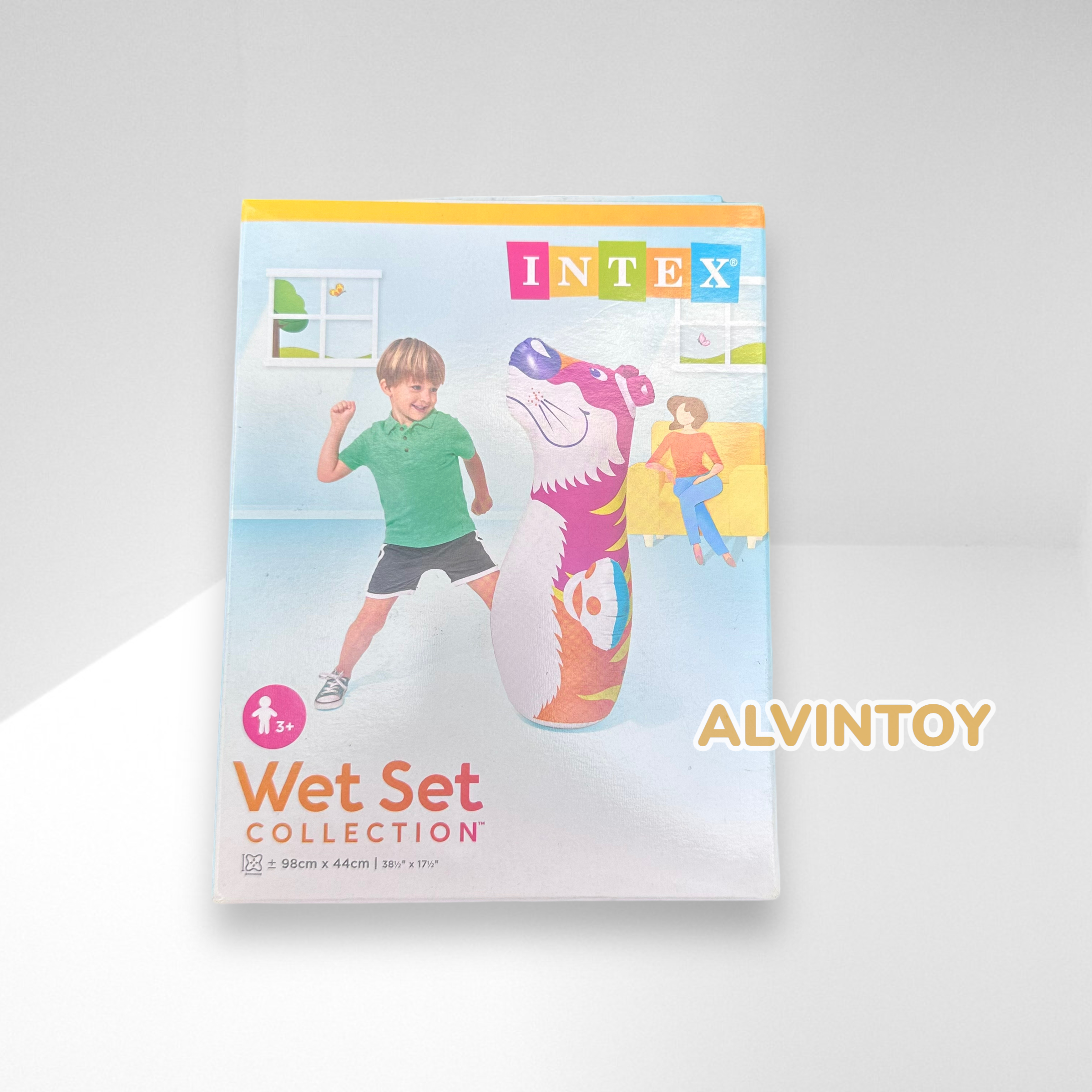 ตุ๊กตาล้มลุกเป่าลม ลายเสือ ขนาดสินค้า 98 x 44 ซม.