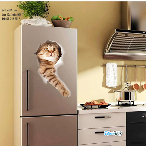 Wall Sticker สติ๊กเกอร์ติดผนัง 3D Three Kittys (กว้าง73cm.xสูง40cm)