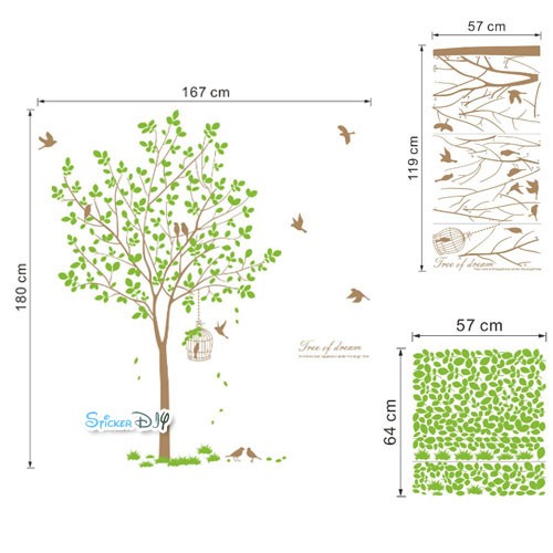 Bigsize Vinyl wall sticker สติ๊กเกอร์ติดผนัง Tree of dream (กว้าง167cm.xสูง180cm.)
