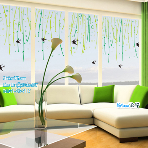 Transparent Wall Sticker สติ๊กเกอร์ติดผนัง โมบายนกนางแอ่น (กว้าง160cm.xสูง88cm.