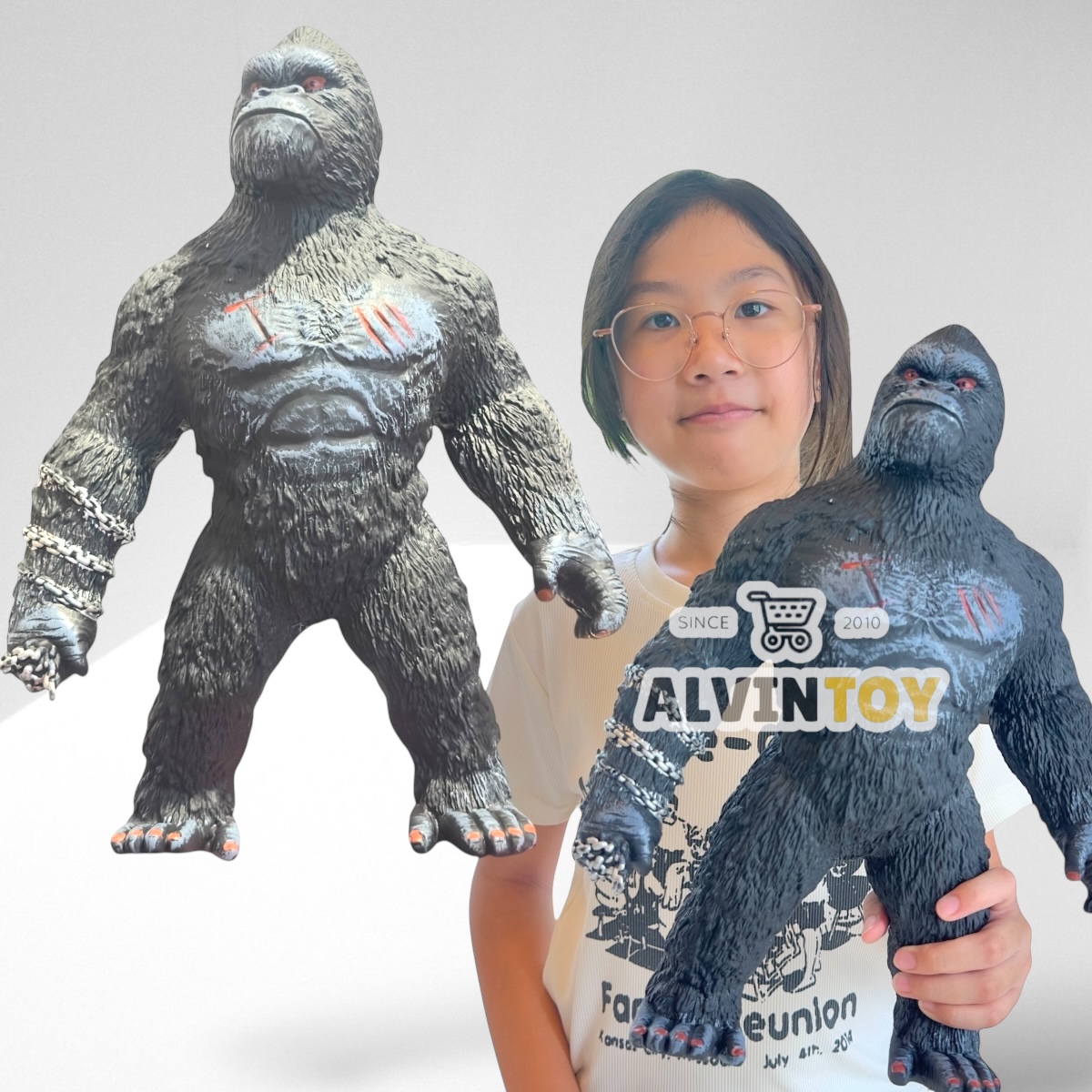 โมเดล ลิงกอริลลา คิงคอง Gorilla Kingkong มีเสียง ผลิตจากวัสดุ soft vinyl แบบนิ่ม ปลอดภัย คุณภาพดี ลงสีสวยงาม