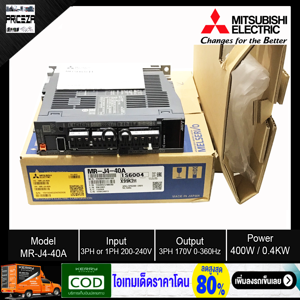 Mitsubishi MR-J4-40A AC Servo Drive Amplifier 400W MELSERVO J4 Series for Servo Motor HG-KR43 HG-KR43B HG-MR43 HG-MR43B มิตชูบิชิ เซอร์โวแอมป์ปริฟายเออร์