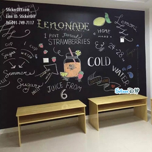 Chalkboard sticker สติ๊กเกอร์กระดานดำติดผนัง ชอล์คเขียนลบได้ (หน้ากว้าง90cm.) เมตรละ180บาท