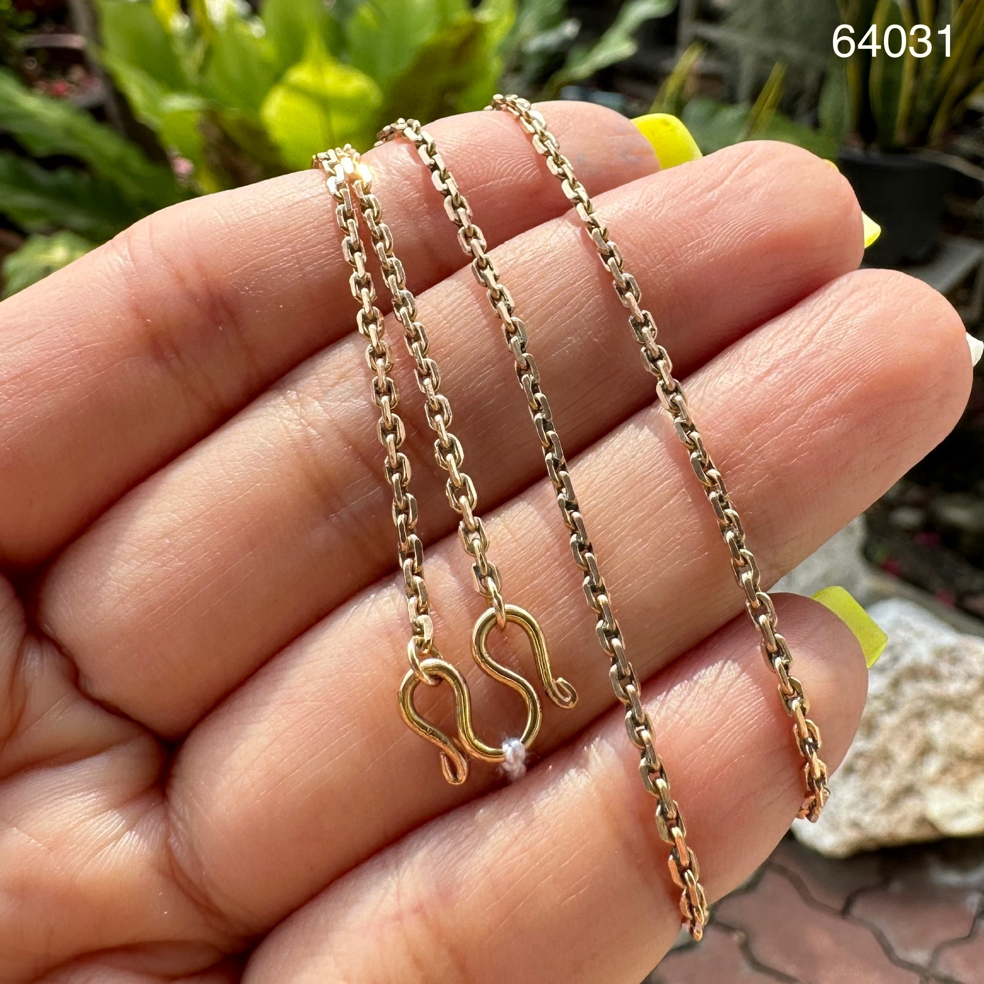 รหัส 64031 สร้อยคอ นาก40 ลายคดกริช รอบเส้น ความยาว 25 นิ้ว สวมหัวได้ นน. 7.35 g