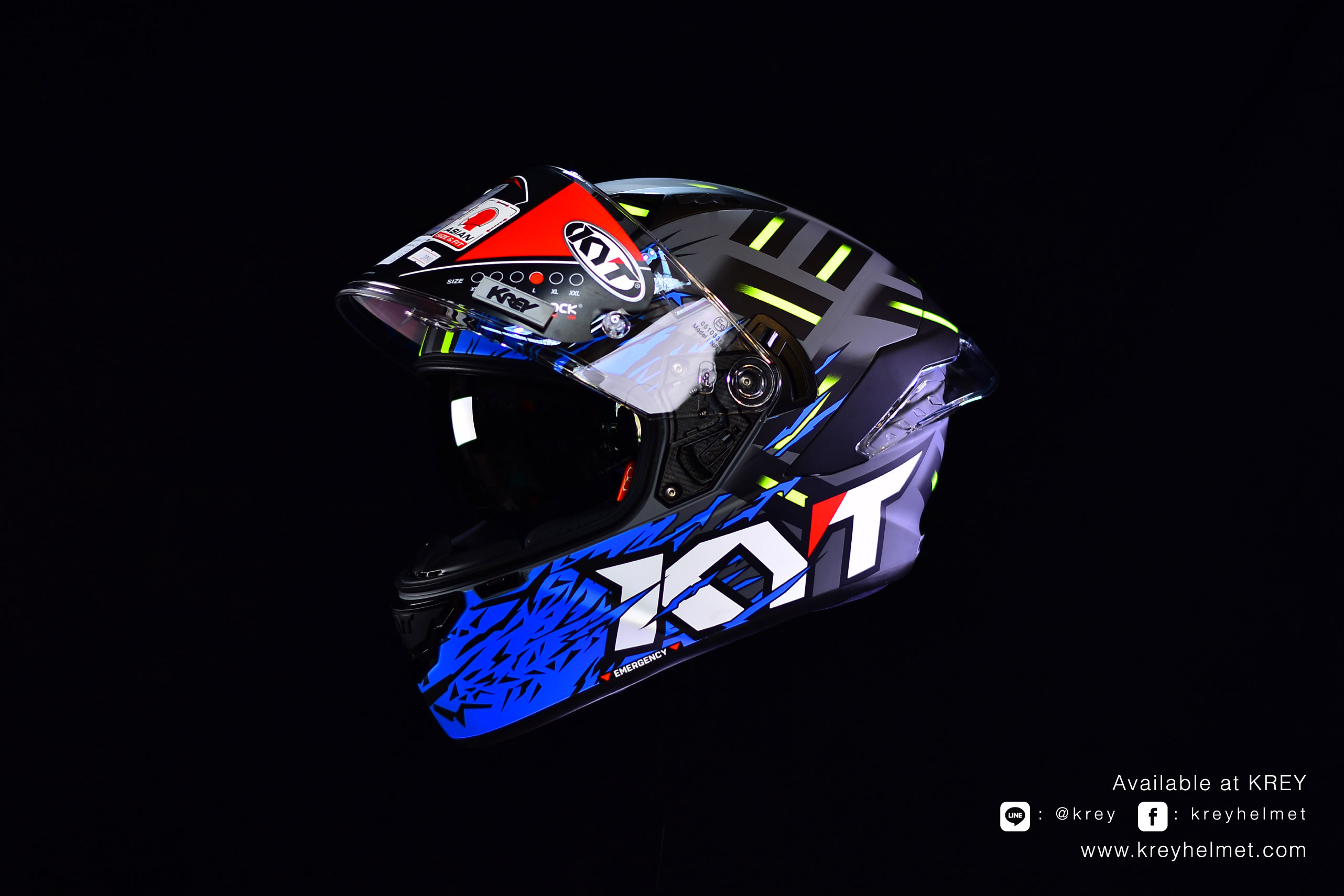 KYT model NFR Flaming Matt Grey/Blue