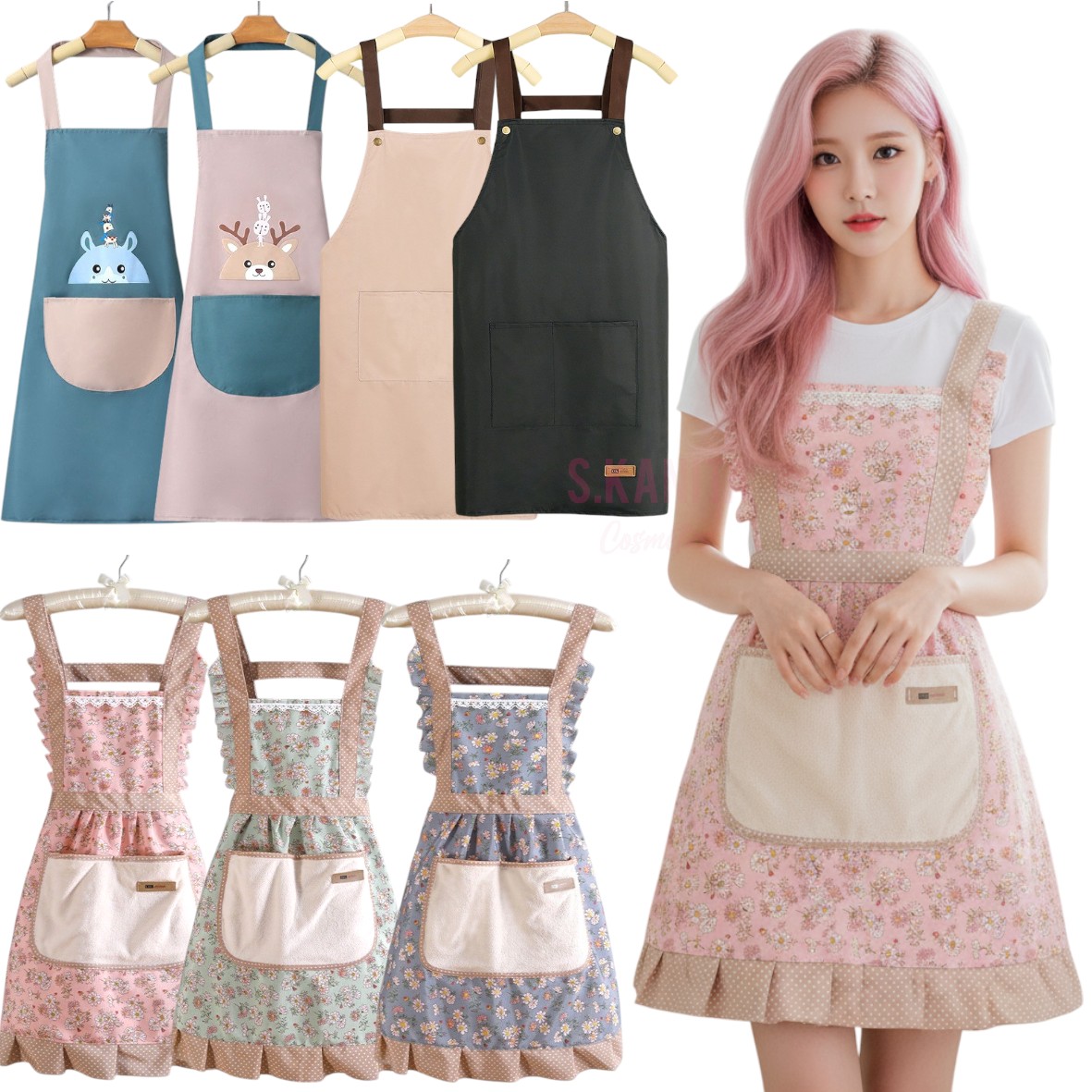 ผ้ากันเปื้อน ผ้าทำอาหาร(1ชิ้น) Apron cooking cloth(1 piece)