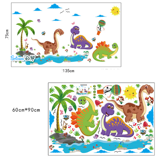Transparent wall sticker สติ๊กเกอร์ติดผนัง Dinosaur SK9125 (กว้าง135cm.xสูง75cm)