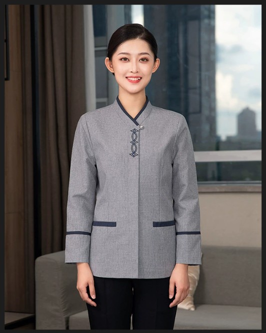 เสื้อแม่บ้านแขนยาว ชุดแม่บ้านทำความสะอาดห้องพัก ชุดแม่บ้านโรงแรม ชุดแม่บ้านโรงพยาบาล