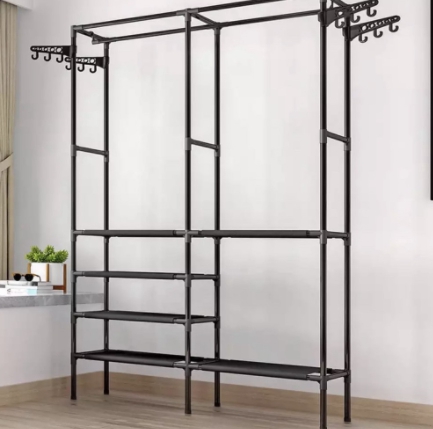 ราวแขวนผ้า DIY 2in1 ราววางของ + ที่แขวนผ้า + ชั้นวางของอเนกประสงค์