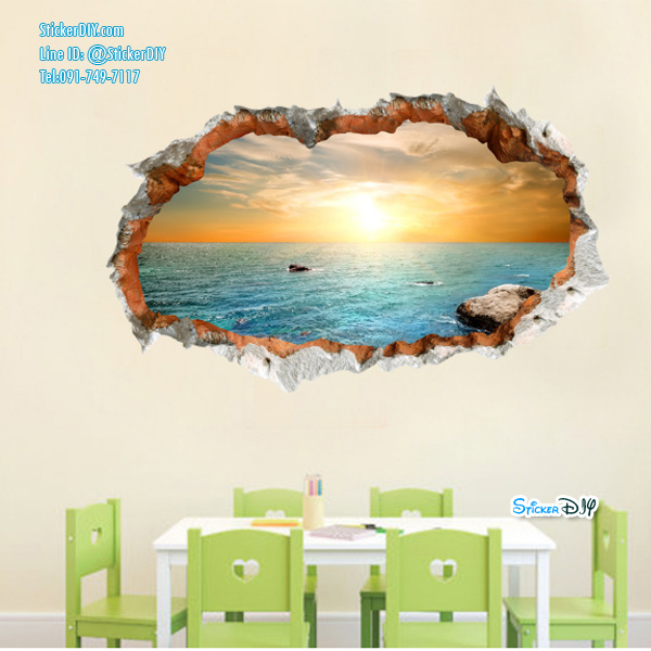 Wall Sticker สติ๊กเกอร์ติดผนัง 3D วิวทะเล AF6901 (กว้าง90cm.xสูง60cm)