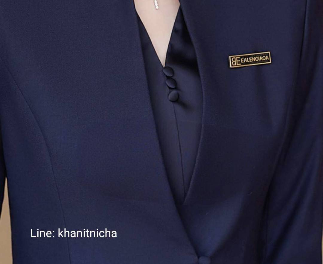 ชุดสูทผู้หญิง ชุดพนักงานร้านขายเครื่องประดับ ชุดพนักงานบริการลูกค้าด้านการขายอสังหาริมทรัพย์ ชุดพนักงานแผนกต้อนรับโรงแรม สีเขียวเข้ม