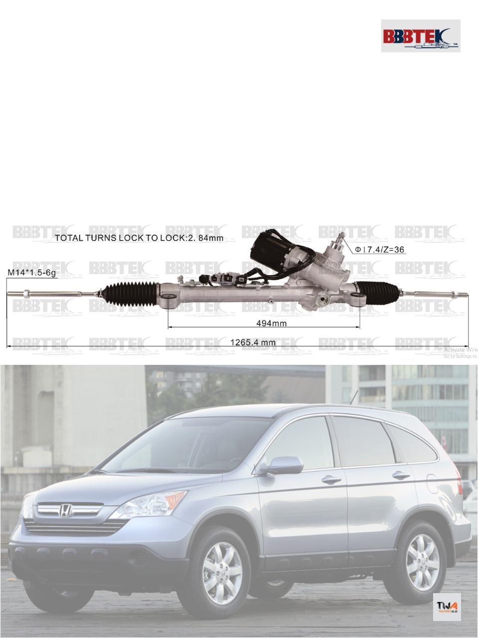 [Pre-order] BBBTEK แร็คเพาเวอร์ HONDA CR-V G3 ปี07-11 (รุ่นแร็คไฟฟ้าเท่านั้น*) แร็คพวงมาลัย ไฟฟ้า ซีอาร์วี จี3 / RTHO3201 (53601SWCE04)