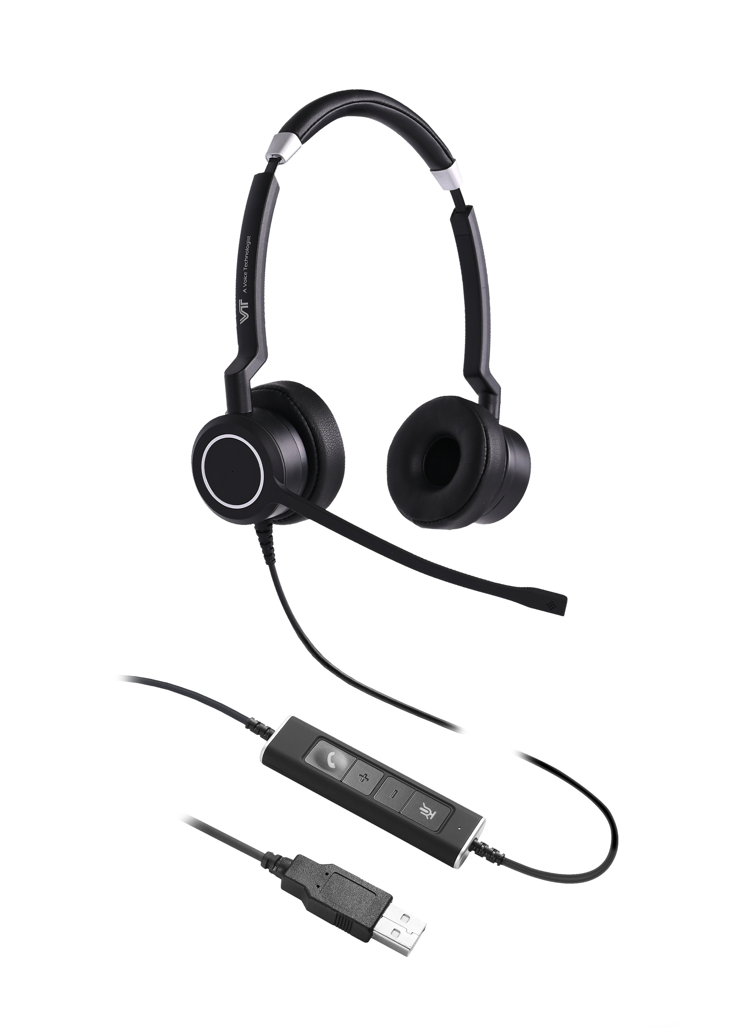 VTX100 DUO USB ชุดหูฟังมีไมค์แบบหูคู่ เชื่อมต่อ USB สำหรับ Computer PC & Notebook