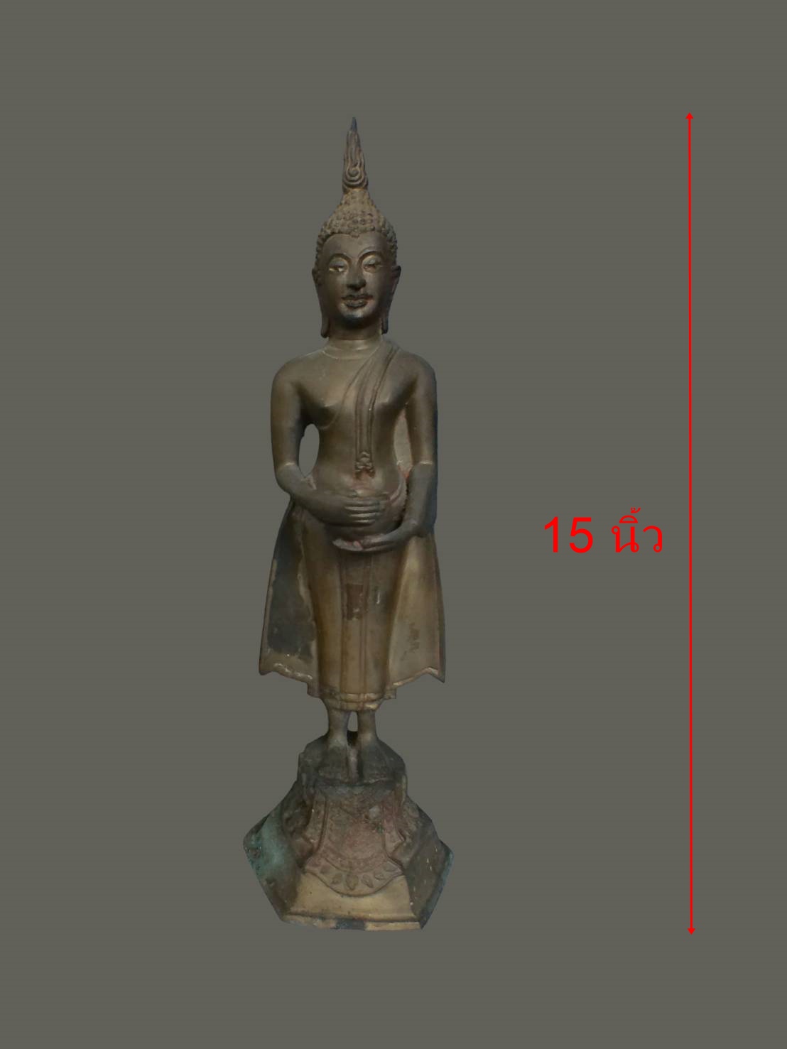 พระบูชาปางอุ้มบาตร ( พระประจำวันพุธ ) เนื้อทองเหลือง หล่อหนา มีน้ำหนัก ขนาดสูง 15 นิ้ว