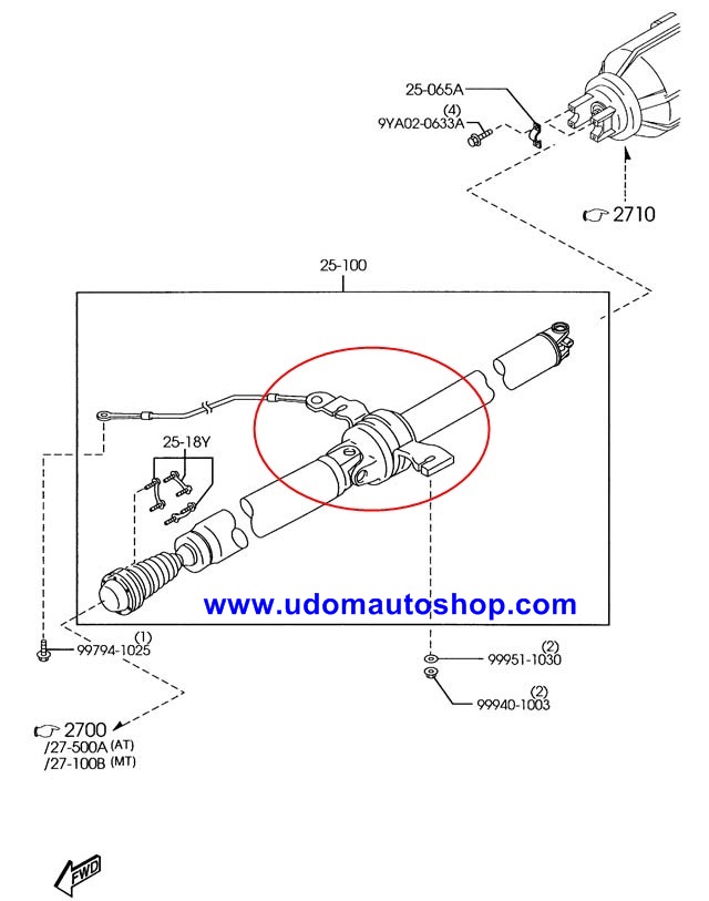 ตุ๊กตาหิ้วเพลากลาง FORD ESCAPE, TRIBUTE (รูปจริง) / ยางยอย, กากบาท, เพลาสั่น, SA6025100J