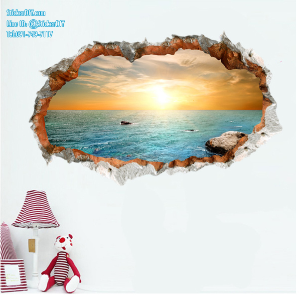 Wall Sticker สติ๊กเกอร์ติดผนัง 3D วิวทะเล AF6901 (กว้าง90cm.xสูง60cm)