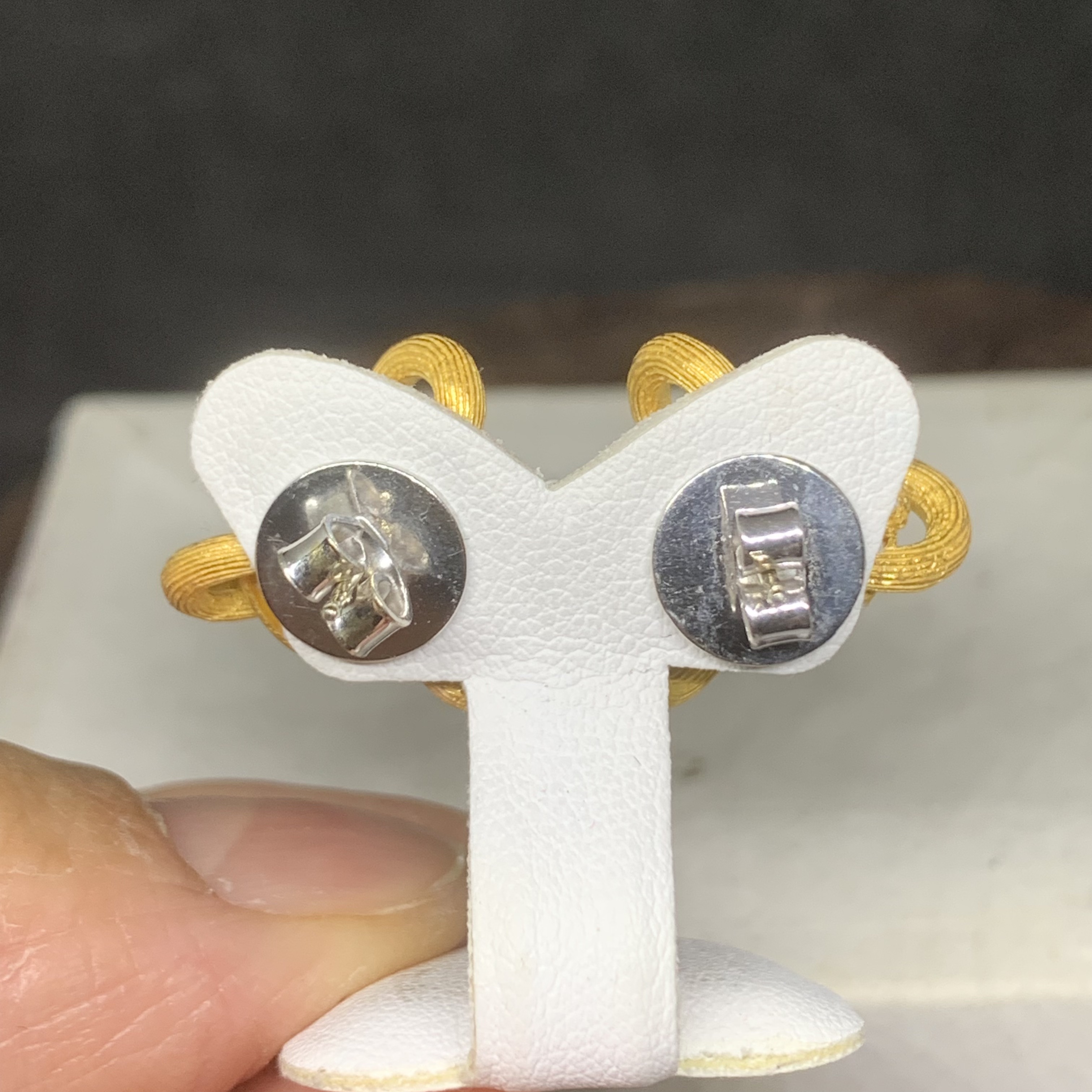 รหัส 63791 ต่างหู Prima Gold ทอง24K ลายสาน แป้นทอง14K นน. 12.31 g