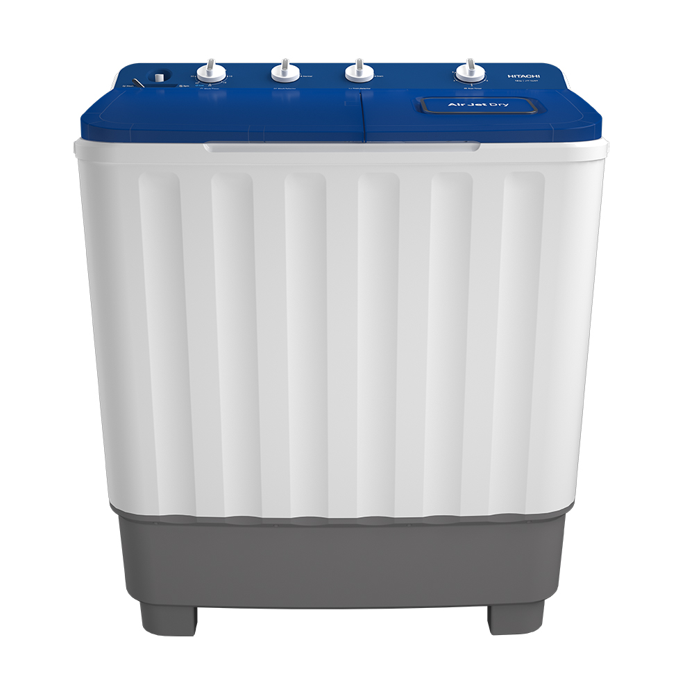 HITACHI รุ่นLTT 12JWT New Twin Tub ซัก 12 กก. / ปั่นแห้ง 8 กก. สีเทา สีฟ้า