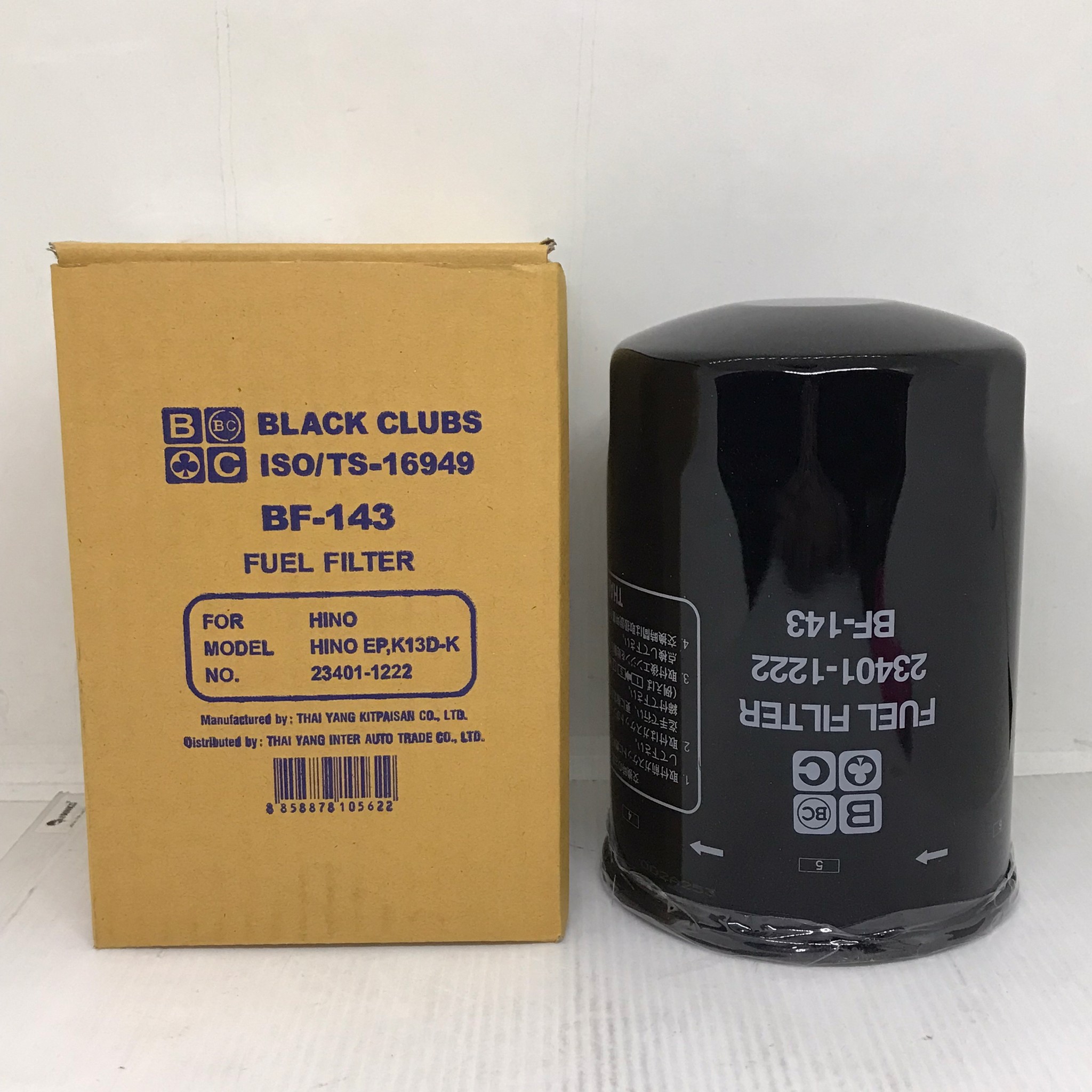 กรองโซล่า HINO EP100 / K13D / K13C / EK200 / ISUZU DECA 320 ฮีโน่ ยี่ห้อ BLACK CLUB / เบอร์ BF-143 / BF143 / 23401-1222 / 234011222 / Fuel Filter
